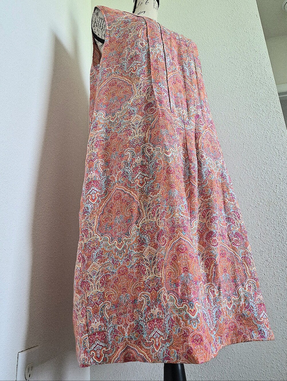 J. Jill Love Linen Paisley Floral Midi Dress L Sleeveless pockets coastal beach - Picture 5 of 13